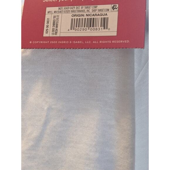 Ingrid & Isabel White Top Maternity Long Sleeve VNeck Shirred Solid TShirt Large - Picture 5 of 8